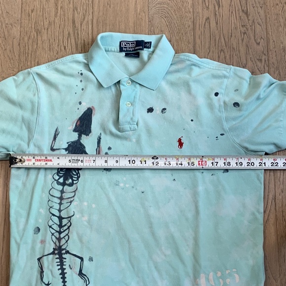 Polo by Ralph Lauren Light Blue Polo with Black Skeletal Graphic Size Large - Picture 4 of 11